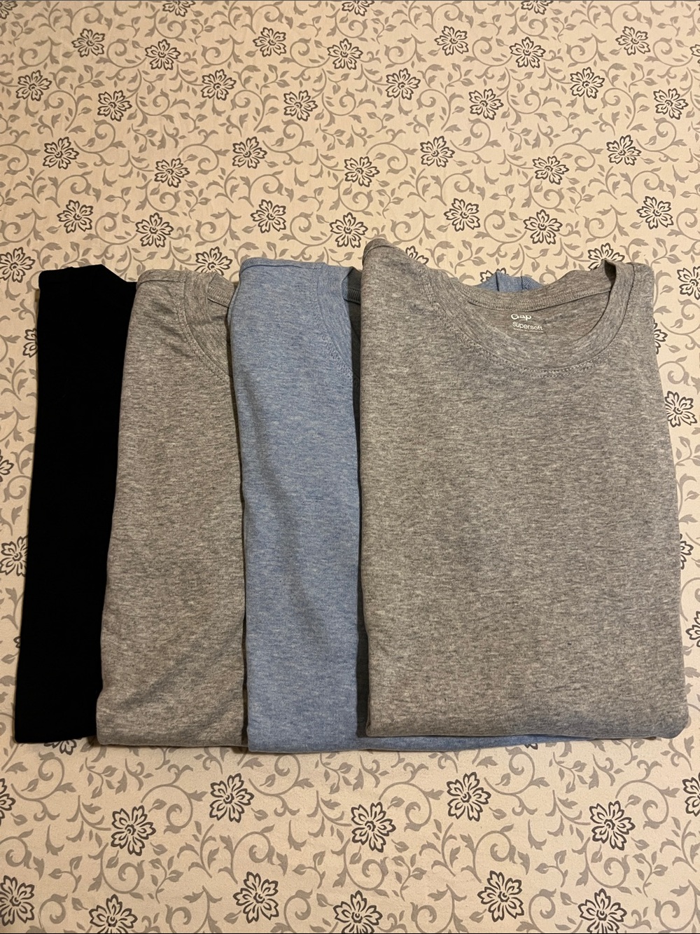 GAP supersoft Crewneck Tees - Black, Gray, Light Blue